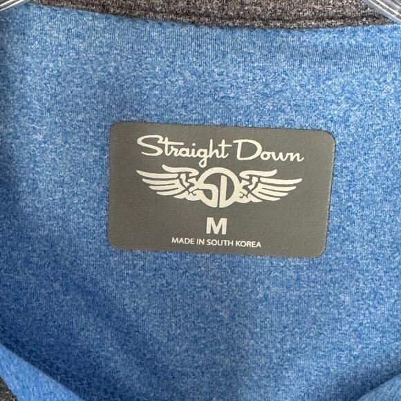 Straight Down Golf Shirt Men's M Blue Long Sleeve 1/4 Zip Performance - Picture 3 of 11